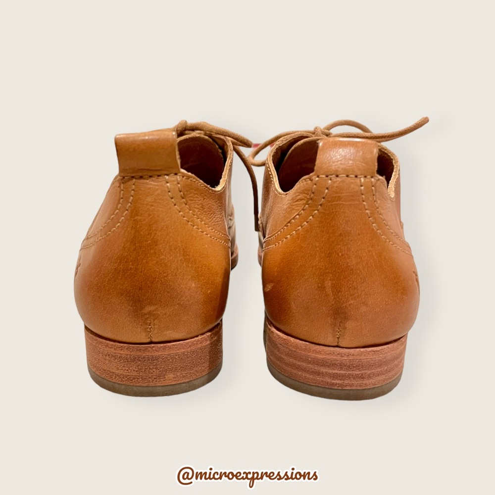 $328 Frye Grace Oxford Cognac Brown Real Leather Lace Up Casual Comfy Daily Flat - Picture 13 of 16